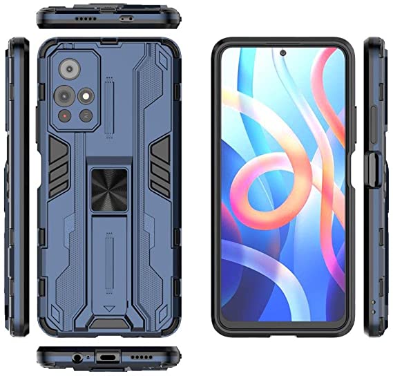 Xiaomi Redmi Note 11 5G China (Dimensity 810 5G) Iron Man Rugged Kickstand Shockproof Original Case from CompuMisr - Blue