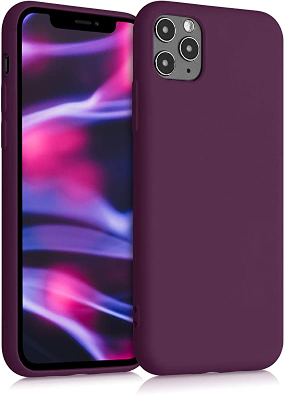 kwmobile Case Compatible with Apple iPhone 11 Pro Max - Case Soft Rubberized TPU Slim Protective Phone Cover - Bordeaux Violet