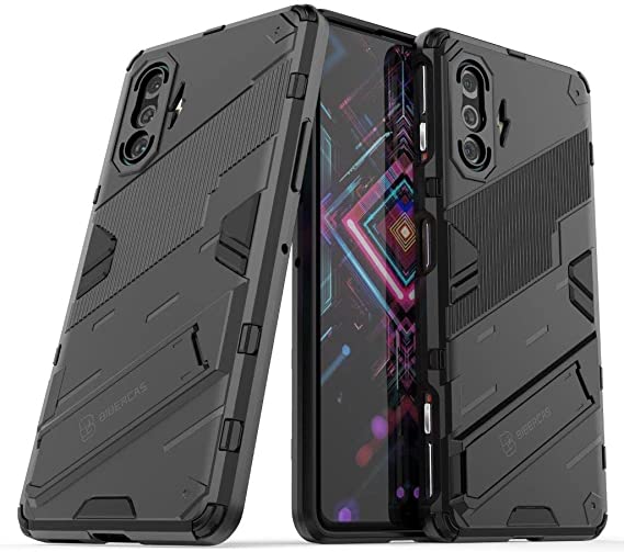 Compatible Case For Xiaomi Poco F3 GT, Punk Pattern Anti-Slip, Shock Absorption, Embedded Kickstand Cover For Xiaomi Poco F3 GT - Black