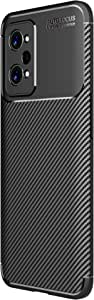 لهاتف Realme GT2 Pro 5G, جراب مقاوم للصدمات بتصميم من ألياف الكربون واقٍ من الصدمات من السيليكون الناعم النحيف من GrabologyStore - أسود