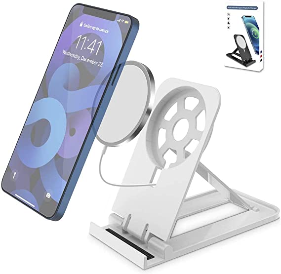 for Mag Safe Charger Stand, Adjustable iPhone 12 Cell Phone Holder for Desk, Compatible with Apple Mag Safe Charger for iPhone 12, 12 Pro, 12 Mini, 12 Pro Max