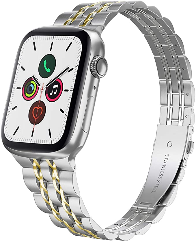 Yisdo Compatible with Apple Watch Band 38mm 40mm 44mm 42mm Series 5 4 3 2 1, Women Stainless Steel Metal Bracelet Adjustable Strap Wristbands for Iwatch iPhone Watch Band…