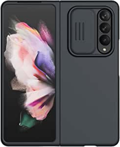 NINKI Compatible Camera Lens Protector Case for Samsung Galaxy Z Fold 3 Case Silicone,Front PC Full Protective Cover Case for Galaxy Z Fold 3 Phone Case,Samsung Z Fold 3 5g Case Samsung Black