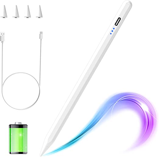 Stylus Pens for i Pad 2018-2021 Tilt Sensitivity Palm Rejection Stylus Pencil, Active Pencil with 4 Replacement Tips Compatible with i Pad Air 4/3, i Pad 9/8/7, i Pad mini 6/5