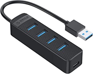 ORICO USB 3.0 Hub, 4-Port Portable USB Hub Data Splitter with Additional USB-C Powered Mode (Power Adapter NOT Included)