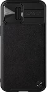 Nillkin Case for Apple iPhone 13 Pro Max (6.7" Inch) CamShield Leather Camera Slider Protect Without Logo Cut Leather + PC + TPU Black Color