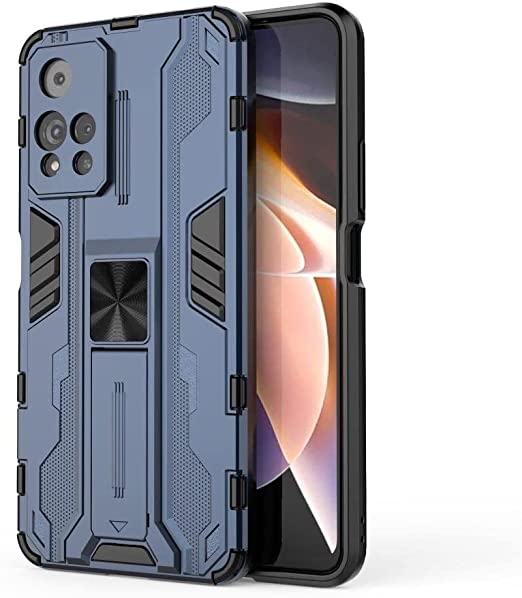 Xiaomi Redmi Note 11 Pro 5G, Iron Man Rugged Kickstand Cover - Heavy Duty Armor Shockproof Cover - Original New cover From GrabMobily - Blue