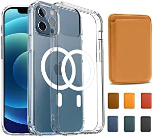 KIKET Compatible with iPhone 11 Pro Max Magnetic Clear Case [1x Magnetic Yellow Leather Wallet Card Holder] [Mil-Grade Drop d] Compatible with All MagSafe Accessories 6.5''''