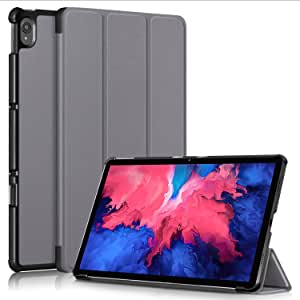 Case for Lenovo Tab P11 TB-J606F / Lenovo Tab P11 Plus TB-J616F , PU leather PC hard Case Ultra Slim Cover with Auto Wake/Sleep (grey)