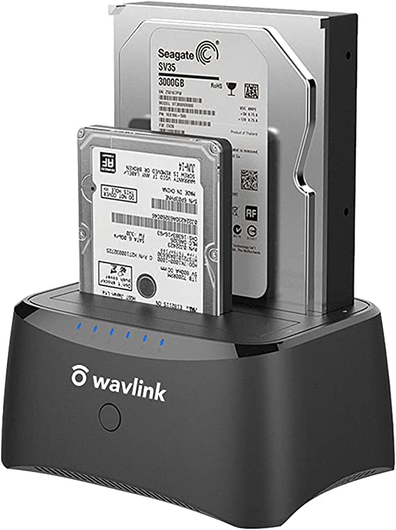 USB 3.0 to SATA I/II/III Dual Bay External Hard Drive Docking Station for 2.5/3.5in HDD/SSD with UASP, Support Hard Drive Offline Clone Duplicator and Auto Sleep Function -Black