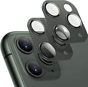 [2Pack] Tensea Compatible iPhone 11 Pro/iPhone 11 Pro Max Camera Lens Protectors, Aviation Aluminum Rear Cover and Tempered Glass Film Back Screen Protectors, 2 Pack (Midnight Green)