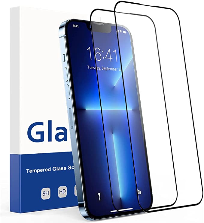 Yellow-Price Compatible with iPhone 13 Pro Max Screen Protector, [2 Pack] 9H 3D Curved Tempered Glass Anti- Scratch Full Coverage Clear and Case Friendly Screen Protection