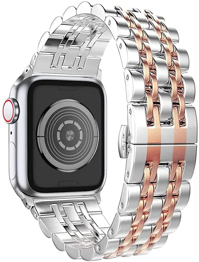 ImmSss Band Compatible with Apple Watch Series 7 6 5 4 40mm 44mm / Series 3 2 1 38mm 42mm for Women Men,Stainless Steel Band for Iwatch Replacement Strap