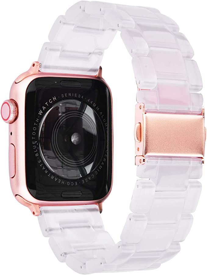V-MORO Compatible iWatch Band Women Men- Fashion Resin iWatch Band Bracelet Metal Stainless Steel Rose Gold Buckle iWatch Series 3 Series 2 Sport&Edition