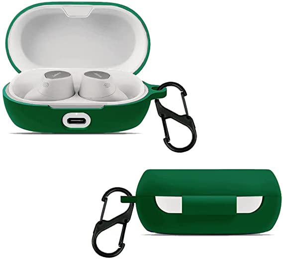 Protective Case Cover Compatible with Jabra Elite 7 Pro Silicone Protective Protector Skin with Clip (Green)
