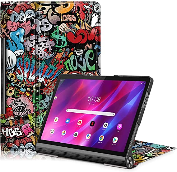 DINGGUAGUA Case for Lenovo Yoga Tab 11" YT-J706F Tablet,with Auto Sleep/Wake Up Function Smart Cover,Graffiti