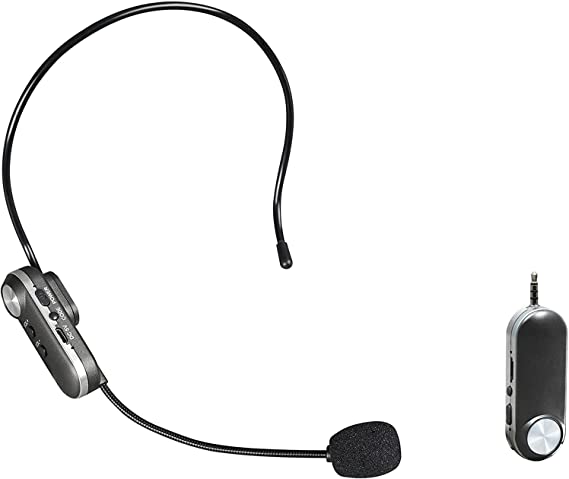 Wireless Microphone UHF, Wireless Headset Mic System with 3.5 to 6.3 Adapter, 160 ft (50M) Range, Headheld and Handheld 2 in 1, for Voice Amplifier, Teaching Meeting Tour Guide, etc