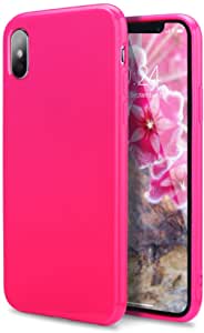 iPhone Xs Case, iPhone X Case, FGA Sugar Candy Cute Lightweight Shockproof Full Protective Slim Fit Solid Color Flexible Soft TPU Bumper Gel Case Cover for Apple iPhone Xs, iPhone X(Hot Pink)