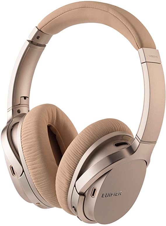 Edifier W860NB Wireless Bluetooth Headphones Over Ear, Foldable Active Noise Cancelling aptX Headset with Smart Touch - Gold