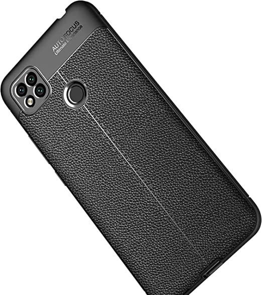 جراب لهاتف شاومى Redmi 10 A ، - جراب فائق الجودة من GrabMobily - غطاء مقاوم للصدمات بنمط جلدي متين رفيع للغاية من ألياف الكربون المصقولة - مقاوم للانزلاق - غطاء جديد أصلي - أسود
