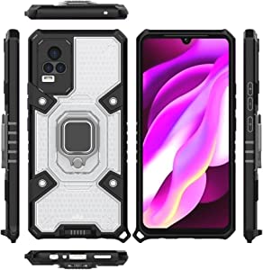 For Vivo V21e 4G, New Original Ironman All-in-One Case from GrabologyStore - Heavy Duty Slip-Resistant Cover - Dual Protection Shockproof Case Cover with Lanyard - Clear & Black