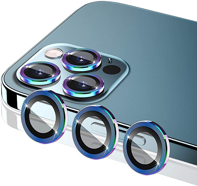 Camera Lens Protector Compatible with iPhone 12 Pro Max 6.7'' - Colorful [Alloy Frame] [Tempered Glass] [Easy to Install] [Light Weight] [Case Friendly] [Multi-Color] [New Version]
