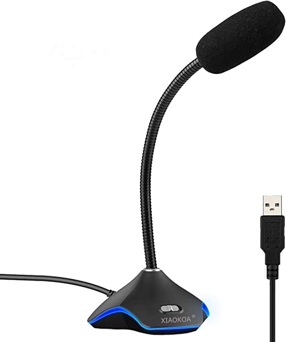 Computer Microphone USB Microphone Plug Play PC Desktop Laptop Gooseneck Mic Compatible with Windows Mac, Ideal for Recording Gaming Streaming Podcasting YouTube(1.5m /5ft)