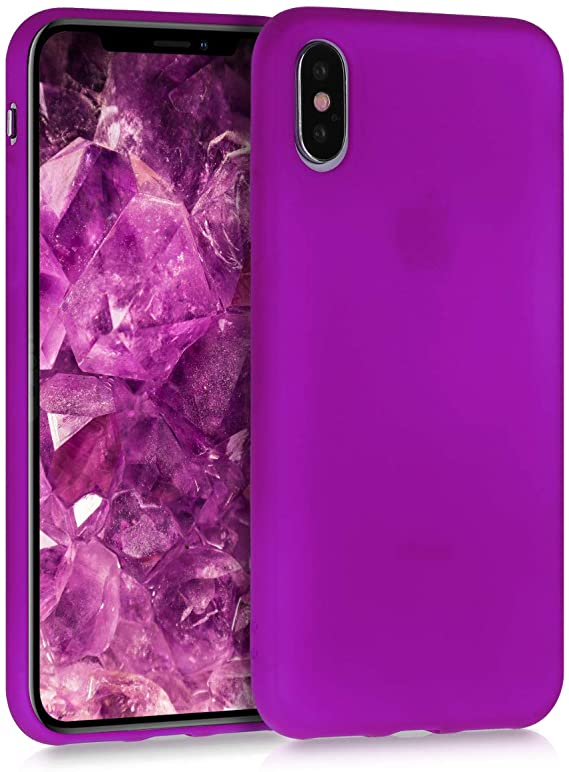 kwmobile TPU Case Compatible with Apple iPhone Xs - Case Soft Thin Slim Smooth Flexible Phone Cover - Neon Violet