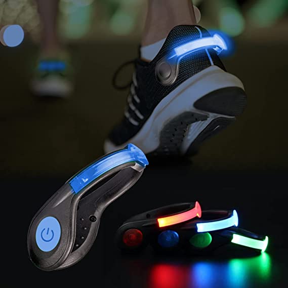 YAFIYGI Shoe Lights for Running at Night Rechargeable RGB Strobe and Steady Color Flash Mode Safety Clip Lights for Running Jogging Walking Biking Night Gear