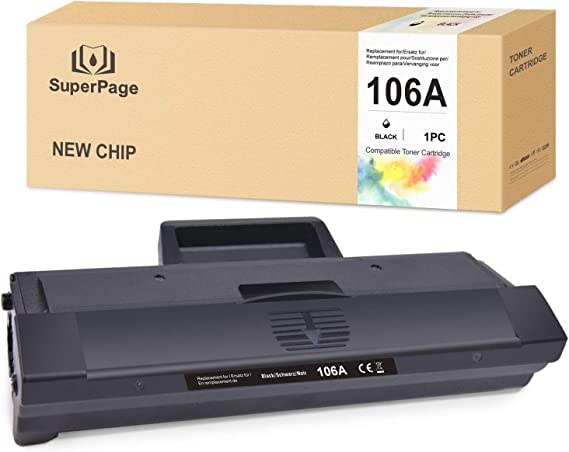 [With Chip] Superpage Compatible with HP 106A W1106A Black Toner for HP Laser MFP 135a 135w 135r 137fnw HP Laser 107a 107w 107r,1 Pack Prints 1000 Pages