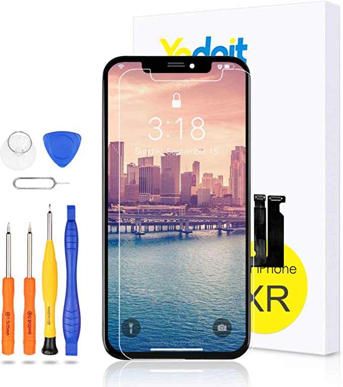 Yodoit Premium LCD Screen Replacement for iPhone XR (Model A1984, A2105, A2106, A2107, A2108) 6.1 inch Display New Version Touch Digitizer Assembly, with Full Repair Tool Kit