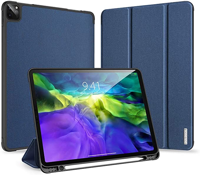 Case for New iPad Pro 11 Case(2nd Generation) 2020, Smart Cover Case Full Body Protective Shockproof Cover with Pencil Holder, Auto Sleep/Wake, Multiple Viewing Stand Modes (Blue)