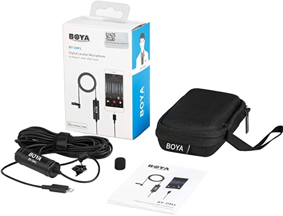 BOYA by-DM1 Lavalier Microphone for Apple, Lighting Microphone, Omnidirectional Condenser MIC for iPhone Xs, iPhone Xs MAX, iPhone XR, iPhone 8/8 Plus, iPhone 7/7 Plus
