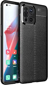For Oppo Find X3 / Oppo Find X3 Pro, Original Leather Pattern Back Case Cover Carbon Fiber Litchi Shockproof From CompuMisr - Black