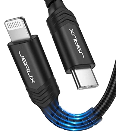 USB C to Lightning Cable 6FT, JSAUX [Apple MFi Certified] iPhone 12 Charging Cable Lightning to Type C Charger Cord Compatible with iPhone 12/12 Mini/12 Pro/11 Pro Max/X/XS/XR/8, iPad 8th 2020-Black