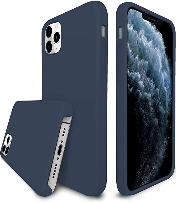 CaseYard Silicone Case for iPhone 11 Pro Max 6.5-inch, Slim Fit Shockproof Protective Rubber Phone Cover Microfiber Lining for Girls Boys Men and Women, Supports Wireless Charging, Blue