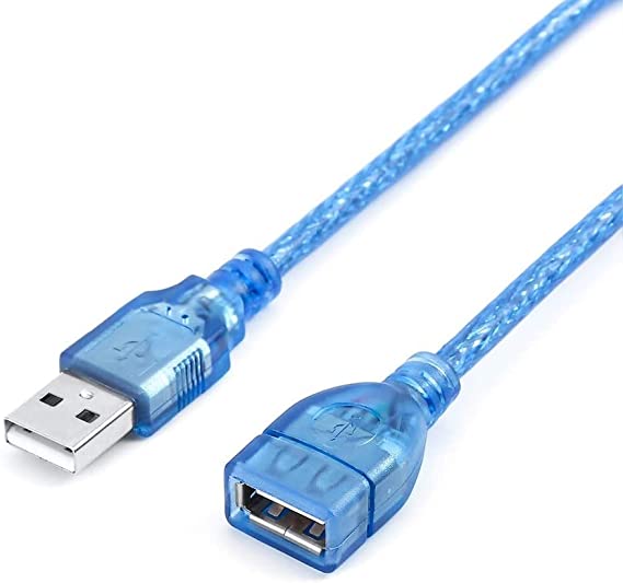Keendex KX 2496 USB 2.0 Male to Female Extension Cable Cord, 20CM - Clear Blue