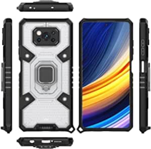 جراب لهاتف شاومى Poco X3 Pro ، جراب أصلي جديد الكل في واحد من GrabMobily - جراب عالي الجودة - جراب مزدوج الحماية مقاوم للصدمات مع حبل قصير أصلي - مقاوم للانزلاق - شفاف وأسود