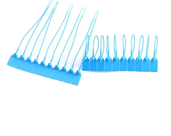 PZRT 20pcs Plastic High Security Seal Insert Adjustable Self-Locking Pull Tight Cable Ties Tags Disposable Wire Padlock for Cargo Container Seal Lock (Sky Blue)