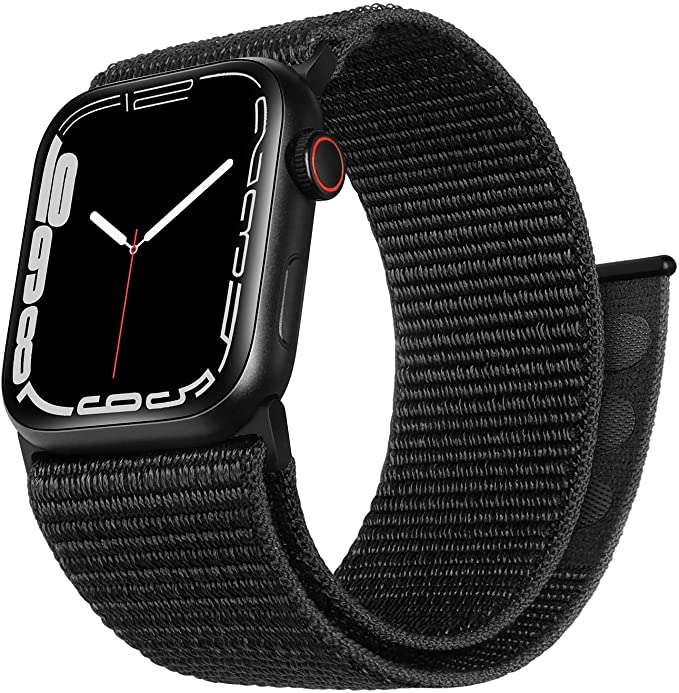 ZRDESIGN Ultra Wide Black Nylon Watch Band Compatible with Apple Watch 42mm 44mm 45mm, Adjustable Sport Loop For iWatch Series 7 6 5 4 3 2 1 SE