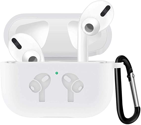 Case for New AirPods Pro Case 2019, Visible Front LED/Soft Silicone/Shock & Scratch-Resistant, Durable Protective Cover with Hinge for AirPods Pro Charging 2019 Case 3rd Gen,White