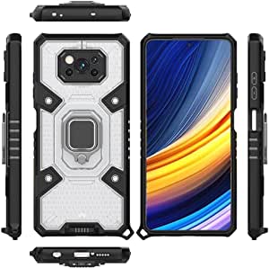 Compatible Case for Xiaomi Poco X3 NFC, Space Capsule Pattern Anti-Slip Protective, Ultra Shock Absorption, Kickstand Ring, with Lanyard. Cover for Xiaomi Poco X3 NFC - Translucent