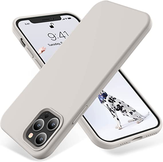 OTOFLY Compatible with iPhone 12 Pro Max Case 6.7 inch(2020),[Silky and Soft Touch Series] Premium Soft Liquid Silicone Rubber Full-Body Protective Bumper Case for iPhone 12 Pro Max (Stone)