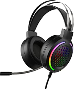 G12 Wired Gaming Headphone 7.1 Channel 50mm Driver USB Wired LED Light Honeycomb Hollow Gamer Headset with Mic for Computer PC PS3/4-7.1 channel + USB Black