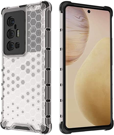 جراب متوافق مع Vivo X70 Pro Plus ، - غطاء فائق الجودة من GrabMobily - غطاء أيرون مان مقاوم للصدمات - جراب أصلي جديد مقاوم للانزلاق - حواف سوداء خلفية خلية النحل الشفافة