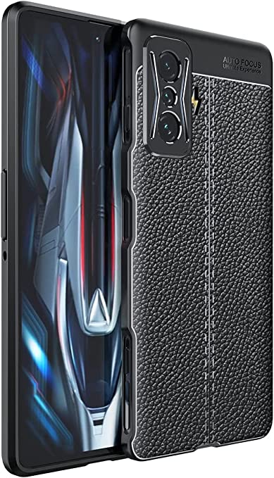 Xiaomi Poco F4 GT, Original New Case From GrabMobily -, Leather Pattern Shockproof Cover Durable Ultra Thin Carbon Fiber Brushed Protection Case -Slip-Resistant - Premium quality Case - Black