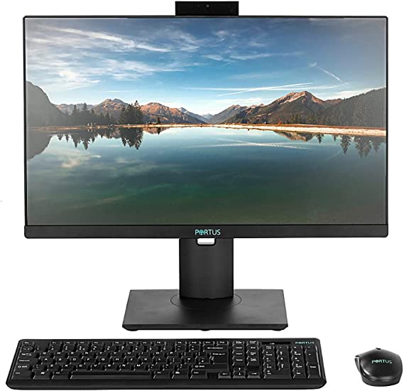 PORTUS PRO AIO-108 24" FULL HD ROTATABLE All-in-One Desktop PC, Intel 8 Core i7-11700 2.9GHz(4.8GHz Boost),11thGen,32GB RAM, 1TB SSD Storage +2TB HDD, Windows10 Pro, Wireless Keyboard & Mouse, Black