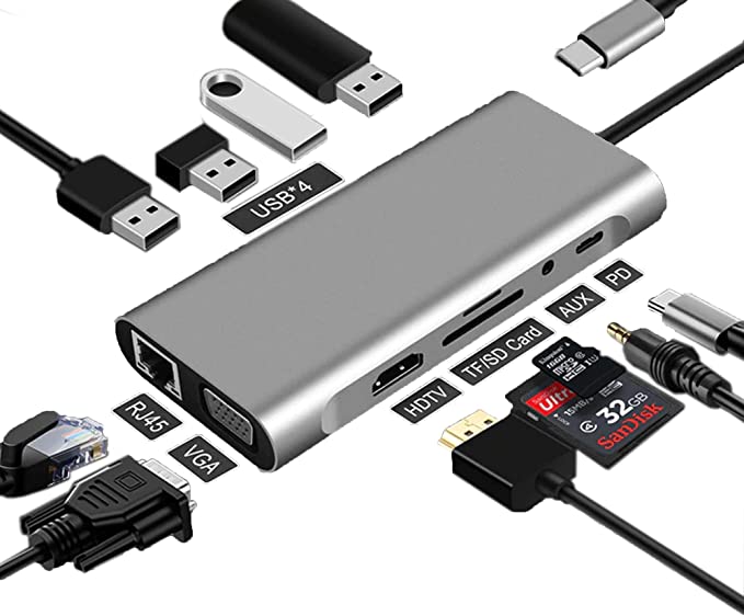 Docking Station, 11-in-1 Triple Display USB C Docking Station Monitor USB C Hub DisplayPort with HDMI,100W PD, Ethernet, Card Reader Compatible with MacBook Pro, XPS 13, USB C Dock, VGA