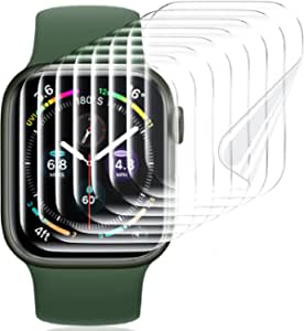 8Pack Designed for Apple Watch Series 7 Screen Protector 45mm Military-Grade Replacement TPU Film iWatch Protector Anti Scratch Fingerprint Bubble Free High Touch Screen Protection Soft HD Ultra Clear