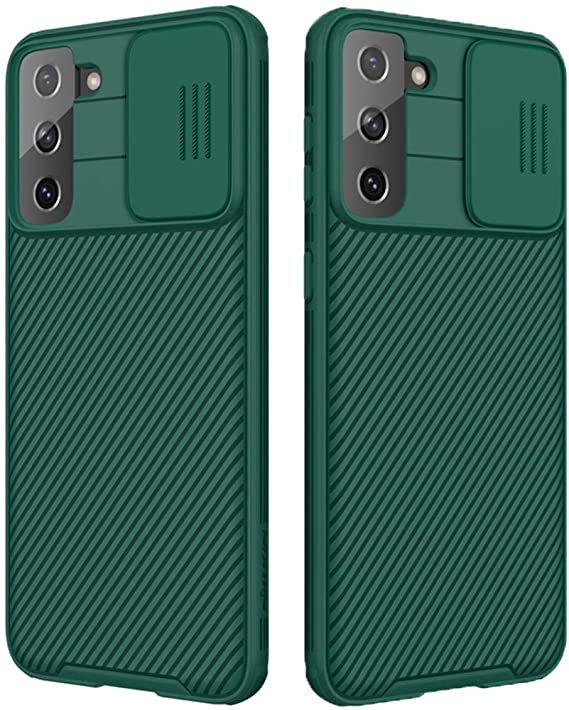 Galaxy S21 Plus Case with Camera Cover,S21 Plus Slim Fit Thin Polycarbonate Protective Shockproof Cover with Slide Camera Cover, Upgraded Case for Samsung Galaxy S21 + /Plus (Green)